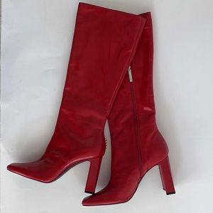 Zara leather red boots size 39